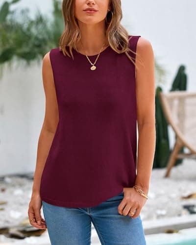 BTFBM Sleeveless Sweater Tops for Women 2026 Crew Neck Lightweight Casual Loose Tank Summer Outfits Fashion Clothing view 4