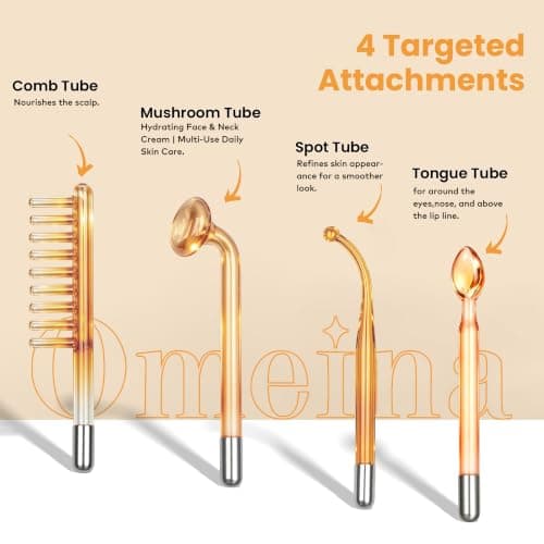 High Frequency Skin Therapy Wand, 4 Interchangeable Neon‑Argon Heads, Salon‑Grade At‑Home Facial Device for Wrinkle Reducing, Skin Tightening, Acne & Scalp Care view 2