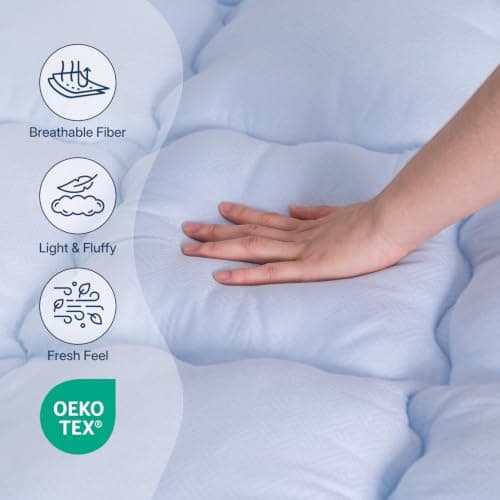 Nisleep Mattress Topper Queen Pillow Top Soft Plush for Back Pain | Fluffy Comfort Soft, Plush Cushioning, Queen Bed Fit, Breathable Airy Fiber Fill, Anchor Straps, Secure Fit, Less Shifting view 5