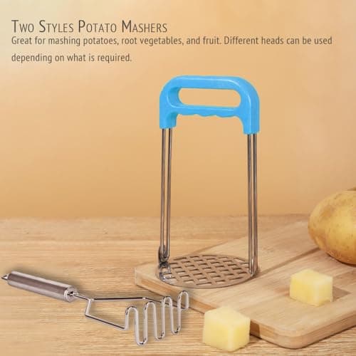 2 Pcs Potato Masher Set – Heavy Duty Stainless Steel & Wire Design, Rust-Proof Dual Kitchen Mashers for Potatoes, Avocados, Vegetables – Ergonomic Dishwasher-Safe Utensils for Cooking, Baking view 5