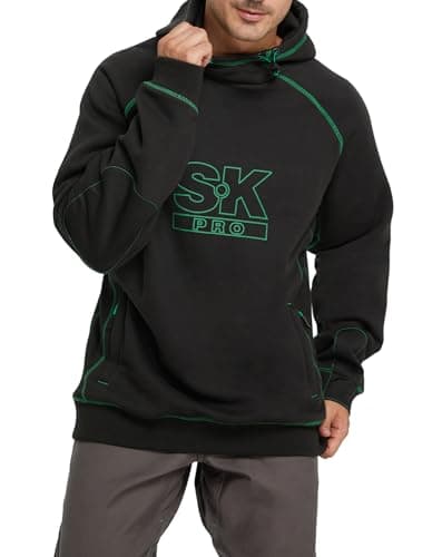 SKPRO Men's Hoodie Black Oversized Sweatshirts, Fleece Lined Hoodies Pullover, Loose Fit Work Hooded with Zip Pockets — image 1