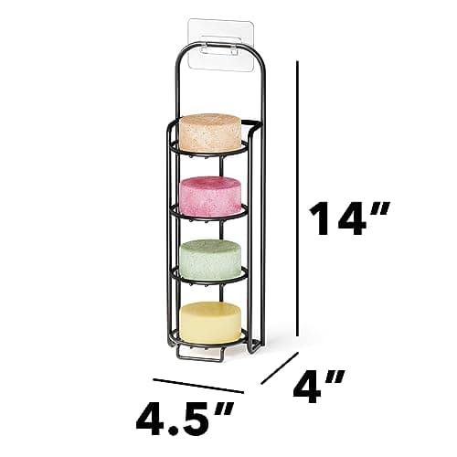 SpaceAid 4 Tier Shampoo Bar Holder for Shower, Self Draining Soap Bar Holders Caddy for Bathroom Wall and Kitchen Sink, Shampoo Bar Dish Rack, Stainless Steel Bar Soap Holder (Black) view 2
