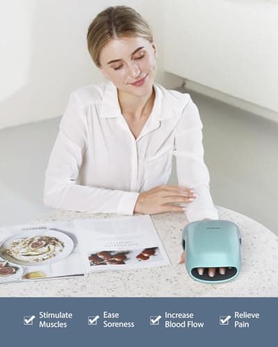 CINCOM Cordless Hand Massager with Heat and Compression, Blue view 6