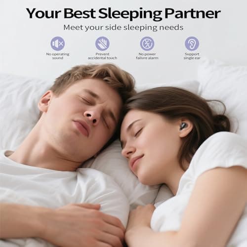 Mini ANC Sleep Earbuds, Wireless Ear Buds Headphones for Side Sleepers | Bluetooth 5.4 Deep Bass Stereo 48H Playtime Ear Buds, 4 ENC Noise Cancelling Mic for Side Sleepers uninterrupted night sleep view 2