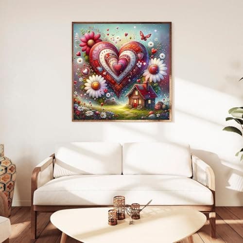 igoodom Diamond Art Kits for Adults, Love and House Diamond Painting Kit, Full Drill Round Diamond Art Kits, DIY Gem Art and Crafts for Home Wall Decor Gift 14x14inch view 3