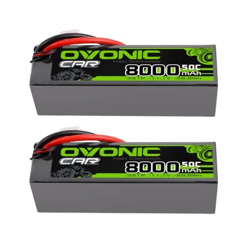 OVONIC 3s 11.1V Hard Case Lipo Battery 8000mAh 50C Max to 80C Lipo Battery Soft Case with Dean-Style T Connector for RC Airplane Helicopter Car Truck Boat (2 Packs) — image 1