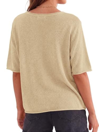 BTFBM Summer Sweaters for Women Lightweight 2026 Summer Oversized Short Sleeve Knitted Pullover Casual Loose Spring Tops view 3