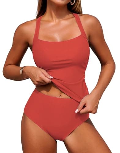 ZAFUL Women's Tankini Swimsuits Tummy Control Swimwear Two Piece Bathing Suits Swim Top with High Waisted Bottom — image 1