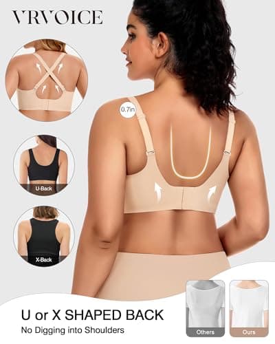 VRVOICE Womens Wireless Bras Sexy V Mesh Push Up No Underwire Bralette Seamless Supportive Tshirt Everyday Bra view 2