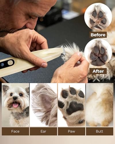 FURBONA Pro Version Dog Paw Trimmer, 18mm Wide Blade Clippers with LED Display, 35dB Low Noise, Fully Waterproof, Upgraded Type-C Rechargeable Cordless Trimmer for Paws, Ears, Face, and Rump view 3