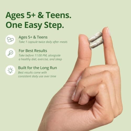 NuBest Tall Calcium & Collagen for Kids 5+ and Teens, 60 Capsules | Bone Health Support. 150 mg Calcium per Capsule. 1 Capsule Twice Daily After Meals, 30-Day Supply view 5