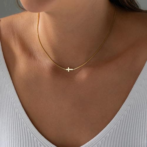JNZSSWHJJH Easter Basket Stuffers - Cross Necklace for Women 18K Gold Plated Cross Necklace Dainty Gold Necklace for Women Teens Girls Gold Jewelry Easter Religious Christian Gifts view 4