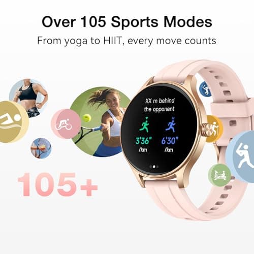 Fitpolo Smart Watch for Women, 1.27” HD Touchscreen, Bluetooth Call & Answer, IP68 Waterproof, 105+ Sports Modes, Fitness Tracker with Heart Rate/SpO2/Sleep Monitor, Smartwatch Gift for Wife - Pink view 6