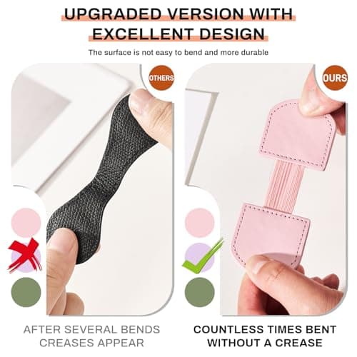 2Pcs Magnetic Leather Bookmarks with Gift Box Round-Shaped Magnetic Pen Holder Book Marks Clip Gift for Book Lover Readers Cute Bookmark for Women, Pink view 4