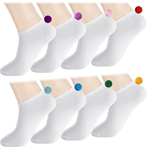 Vicenpal 8 Pairs Women Pom Pom Socks Ankle with Balls on the Back Cosplay Seamless Socks — image 1
