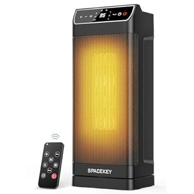 Space Heater, Electric Heaters for Indoor Use with Thermostat, Remote, 1-12H Timer, 70°Oscillation and Overheat Protection, 1500W PTC Ceramic Fast Safety Heat, Portable Heater for Office (Black)