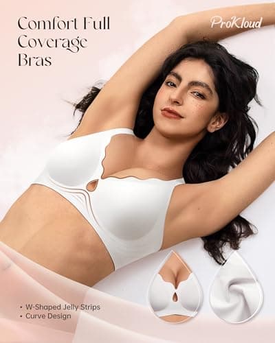ProKloud Wireless Bras for Women Wave Push Up No Underwire Bralettes Seamless Full Coverage Support Lift Everyday Bra view 2