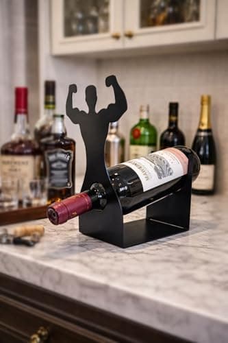 Vyrecronix Handsome Men's Wine Bottle Holder, Single Bottle Tabletop Display Rack, Stylish Black Metal Wine Bottle Storage Rack, Suitable for Home Bars and Kitchens, and Also Makes a Great Gift. view 6