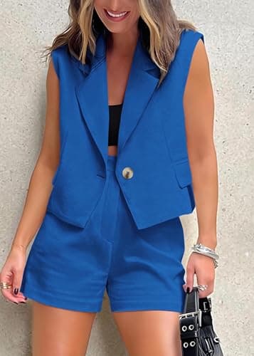 KIRUNDO 2 Piece Sets for Women Summer Outfits Business Casual Vest and Shorts Set Lightweight Sleeveless Matching Clothes view 4