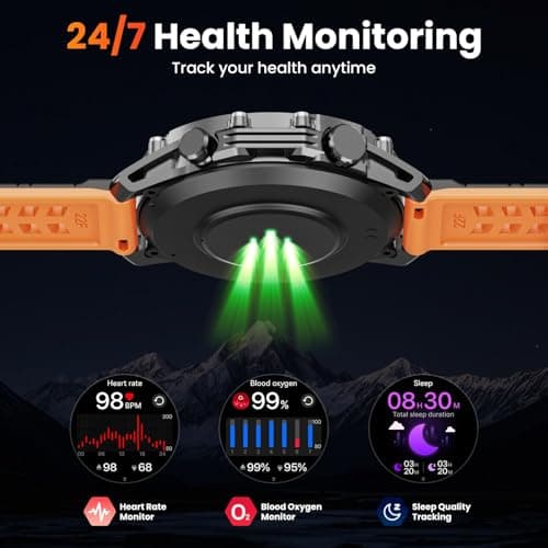 Hwagol Smart Watches for Men (Call/Notification),1.52''HD Military Smart Watch with Heart Rate/Sleep Monitor/Pedometer for Android and iOS,DIY Design Fitness Tracker view 6
