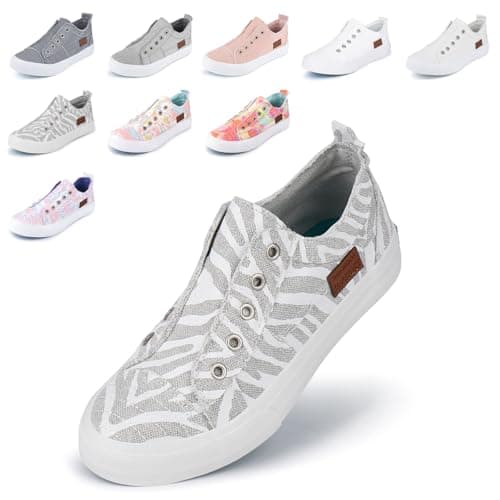 JENN ARDOR Womens Slip On Fashion Sneakers No Laces Comfortable Casual Low Canvas Sneakers Flats Walking Shoes — image 1