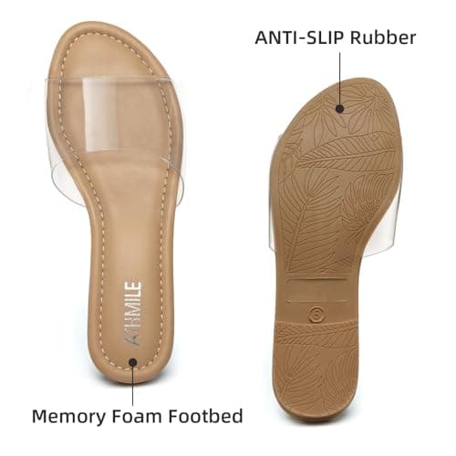 ATHMILE Sandals for Women 2026 One Band Womens Sandals Dressy Open Toe Flats Summer Slides for Casual Party Cute Beach view 4