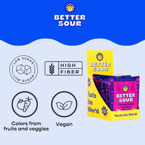 Better Sour Pomegranate Apricot Gummy Stars Candy, Healthy Candy with Low Sugar Gummies, Fiber Gummies with Added Fiber (Pack of 10) view 4