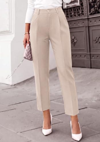 BTFBM Dress Pants Women Work Business Office Ankle Trousers Pockets view 2