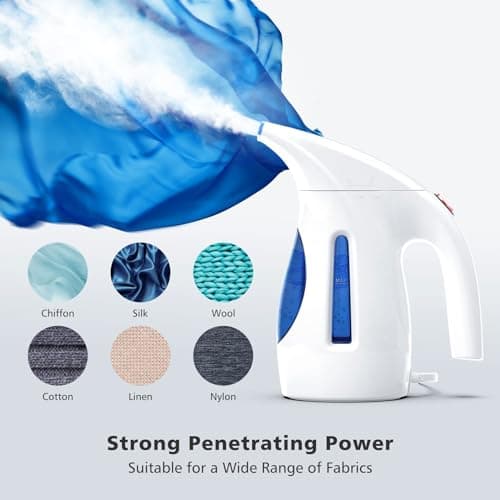 HiLIFE Steamer for Clothes, Portable Handheld Clothing Steamer, 240ml Big Capacity, 700W, Strong Power, Fabric Quick Wrinkle Remover with Brush for Home, Office(ONLY 120V) -Blue view 5