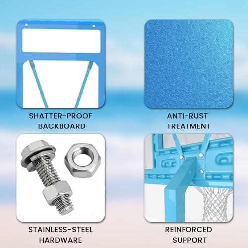 Swimming Pool Basketball Hoop,Adjustable Poolside Basketball Goal with 2 Nets,2 Balls & Inflator Outdoor for Kids Youth Teens Adults view 6