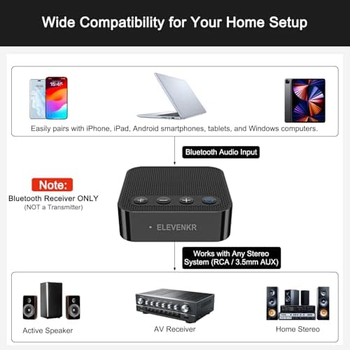 Bluetooth Adapter for Stereo Receiver - aptX HD RCA/3.5mm Output | Bluetooth Audio Receiver for Music Streaming Sound System Works with SmartPhones Tablets, Plug and Play view 3