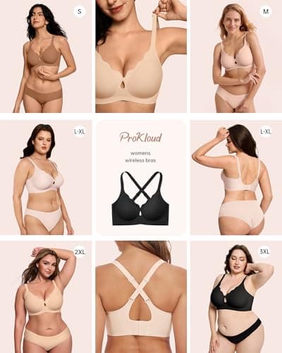 ProKloud Wireless Bras for Women Wave Push Up No Underwire Bralettes Seamless Full Coverage Support Lift Everyday Bra view 5