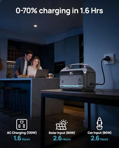DARAN Portable Power Station, LiFePO4 Solar Power Bank, 288Wh, 600W AC view 4