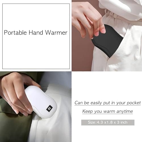 2 Pack Rechargeable Hand Warmers Carbon Crystal 3s Fast Heating Hand Warmer with 3 Level Temperature Adjustment, Type-C Quick Charge, Outdoor Adventures, Daily Commutes, and Winter Chills White view 2
