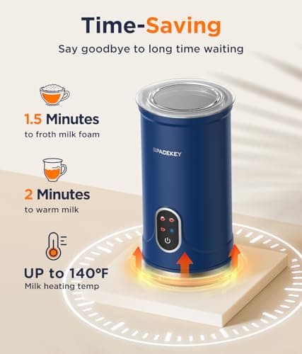 Spacekey Milk Frother Electric Automatic Frother for Coffee with Mute Mode, 10.1oz/300ml Overheat Protection Milk Steamer, 4-in-1 Warm and Cold Foam Maker for Latte/Hot Chocolate view 6
