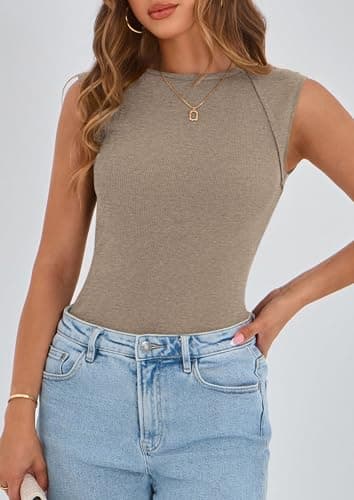 PRETTYGARDEN Women's Ribbed Tank Tops 2026 Summer Cap Sleeve Slim Fitted Knit Basic Casual Tee Shirts Trendy Fashion Clothes view 5