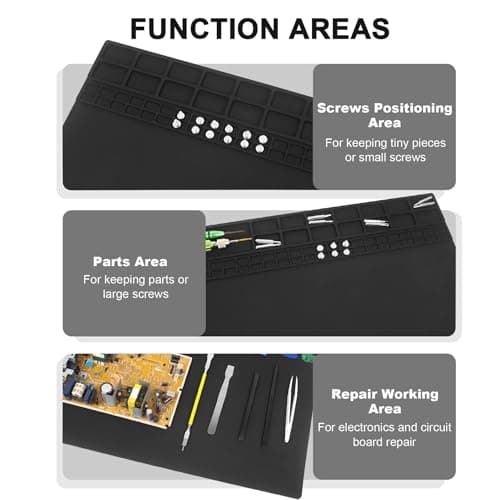 23.6'' x 13.8'' Extra Large Silicone Soldering Mat with Wrist Strap 932°F Heat Resistant Solder Mat Premium Silicone Repair Mat Work Mat for Electronic, Cellphone, Laptop Repair (Black) view 3