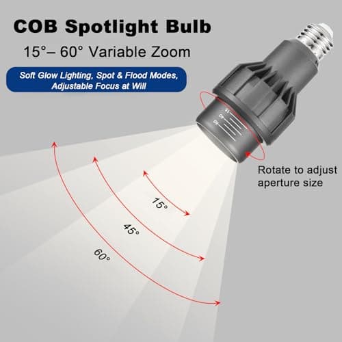 HengBo LED PAR20 Spotlight Bulb, E26, 15-60° Adjustable Beam Angle, 11W 4000K Neutral White for Accent Lighting in Home, Kitchen, Restaurant, Silver Aluminum Housing view 6