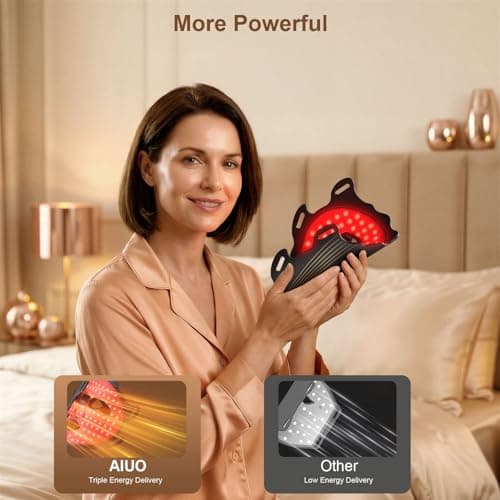 AIUO Red Light Therapy for Face, LED Face Mask Light Therapy, Rechargeable Red Light Therapy Mask for Face with Comfortable Light-Blocking Eye Protection & Timing Function At Home, Black view 5