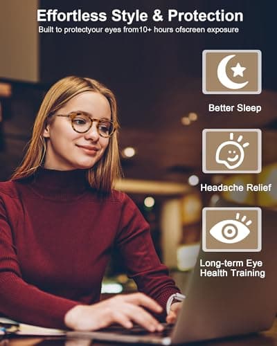 Bossace 2 Pack Round Blue Light Glasses for Women, TR90 Computer Glasses with Spring Hinge for All-Day Comfort, Anti UV Glare & Eyestrain view 5