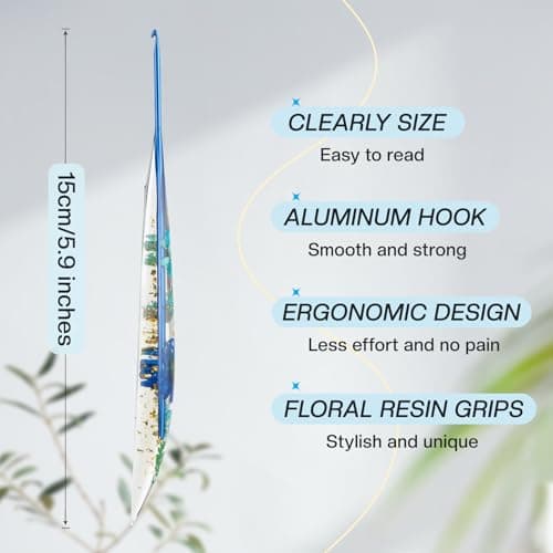2.5mm Crochet Hooks,Ergonomic Crochet Hook with Floral Resin Grips,Stylish and Unique,Crocheting kit for Beginners, Arthritic Hands and Professional view 3