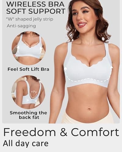 Gailife Scalloped Lift Bras Women Soft Jelly Push Up Wireless Bra Supportive V Neck No Underwire Seamless Tshirt Bralettes view 2