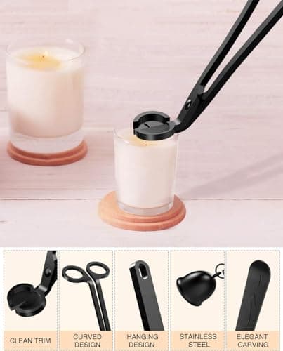 RONXS 3 in 1 Candle Accessory Set, Candle Wick Trimmer Cutter, Candle Snuffer Extinguisher, Wick Dipper with Gift Package for Candle Lover (Black) view 5