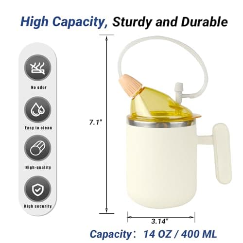 DegoCython 4 in 1 Adult Sippy Cup for Elderly Spill Proof, Transition Sippy Cup with 2 Interchangeable Lids, Easy-Grip Handle for Adults, Disabled Patients, Great for Water/Coffee/Soup (12oz/350ml) view 2