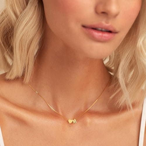 BAYLAY Mothers Day Gifts for Women Mom Grandma Daughter, Gold Initial Necklaces for Women Teen Girl Gifts Trendy Stuff 18K Gold Plated Heart Letter Initial Necklace Gold Jewelry Birthday Gifts view 2