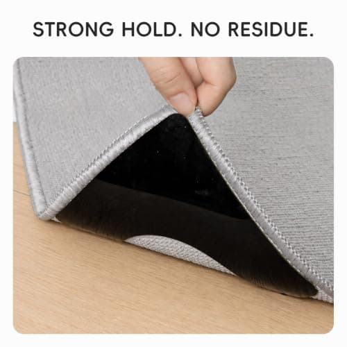 Rabenda Extra Large Rug Tape Gripper for Hardwood Floors, 4Pack Carpet Tape | Double Sided Rug Stickers, Non-Slip Rug Pads for Area Rugs, Keeps Corners Flat on Tile & Vinyl, Reusable, Black view 6