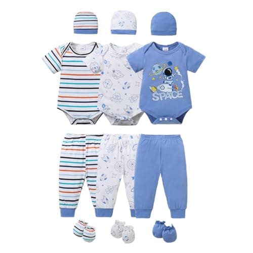 YWFSHOP Newborn Baby Boys Clothes Outfits Funny Pattern Romper Pants Set Infant Unisex Baby Clothing 12Pcs — image 1