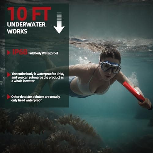 PANCKY Metal Detector Pinpointer for Adults Kid, IP68 Fully Waterproof Underwater Metal Detector Adjustable Sensitivity Handheld Pin Pointer Wand Treasure Hunting 360°Detection High Accuracy LED Light view 4