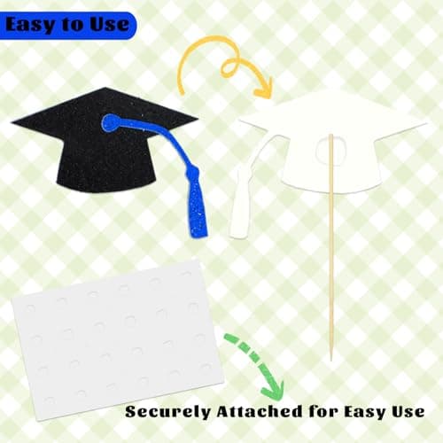 Oeyliz Graduation Cupcake Toppers 2026 Graduation Theme Cupcake Toppers Glitter 2026 Grad Cap Congrats Grad Diploma Cupcakes Toppers 24 PCS For 2026 Graduation Cake Decorations Supplies Blue view 6