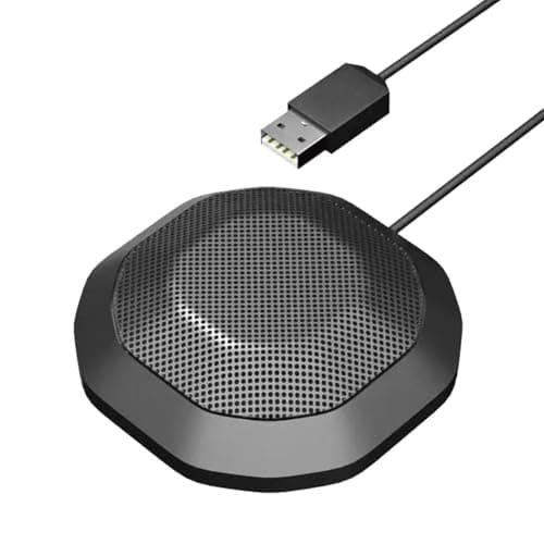 360° Computer Microphone for Desktop , USB Conference PC Mic, Noise-Canceling Technology, Recording, Skype, Online Class, Court Reporter, Plug & Play, Compatible with Windows/PC/Desktop/Laptop